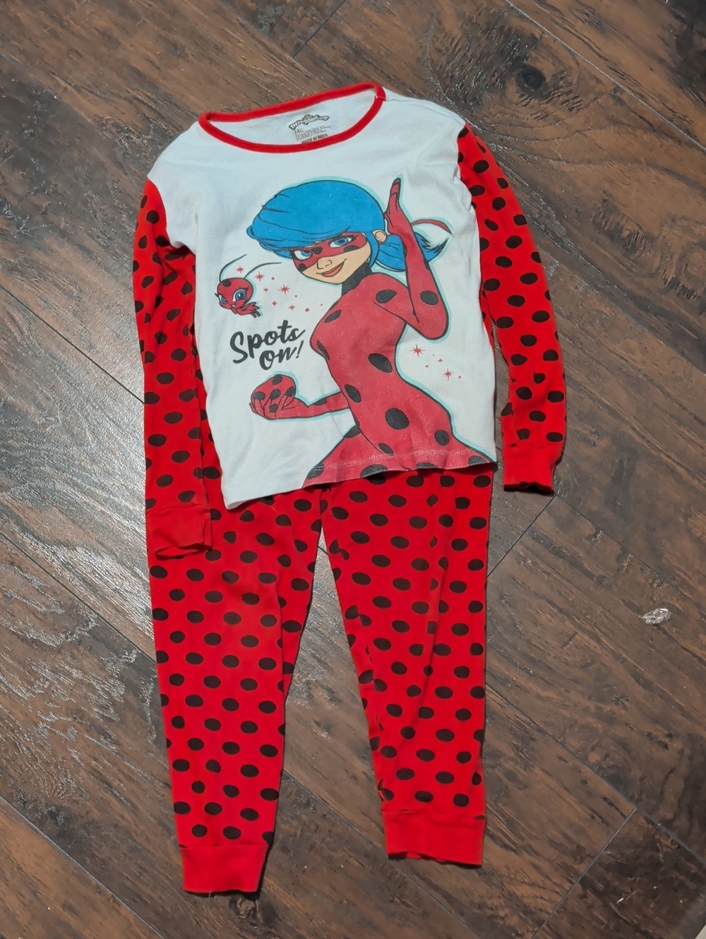 Girls Red Ladybug Dot Pajama Set - Character Graphic Top & Matching Pants